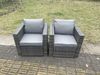 Fimous 2-teiliges Rattan Arm Sofa Stuhl Gartenmöbel im Freien mit Sitz und Rückenkissen Dunkelgrau gemischt Bild 2