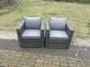 Fimous 2-teiliges Rattan Arm Sofa Stuhl Gartenmöbel im Freien mit Sitz und Rückenkissen Dunkelgrau gemischt Bild 3