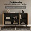 Bellamio 'Luvua' Kommode, schwarz/Eichenoptik, mit Metallfüßen, 80x40x135 cm, Sideboard mit 3 Türen und 6 Fächern Bild 4