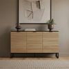 Bellamio 'Luvua' Kommode, schwarz/Eichenoptik, mit Metallfüßen, 80x40x135 cm, Sideboard mit 3 Türen und 6 Fächern Bild 2