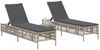 vidaXL Sonnenliegen 2 Stk. mit Tisch Hellgrau Poly Rattan 4002751 Bild 3