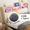 Merax Polsterbett Doppelbett 180*200cm mit LED-Beleuchtung und USB-Steckdose, Kopfteil mit Einlegeböden und Stauraum, Mit Hydraulik für die Lagerung, Leinenstoff, Beige Bild 3