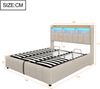 Merax Polsterbett Doppelbett 180*200cm mit LED-Beleuchtung und USB-Steckdose, Kopfteil mit Einlegeböden und Stauraum, Mit Hydraulik für die Lagerung, Leinenstoff, Beige Bild 4