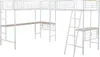 Hochbett mit Schreibtisch, Trittleiter, 2 Liegeflächen, Rausfallschutz und Lattenrost, 90x200cm, Metallbett Bild 5