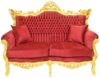 Casa Padrino Barock Wohnzimmer Set Bordeaux Samtstoff / Gold - 2er Sofa + 2 Sessel Bild 2