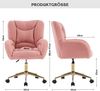 Flieks Schreibtischstuhl, Bürostuhl höhenverstellbar mit goldenen Beinen, Samt, Rosa Bild 4