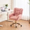 Flieks Schreibtischstuhl, Bürostuhl höhenverstellbar mit goldenen Beinen, Samt, Rosa Bild 2