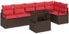 vidaXL Gartensofa-set mit Speicher 7 pcs Braun und Rot Poly-Rattan 3348840 Bild 2
