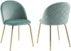Vente-unique - MELBOURNE Stuhl SamtStoff Grün - B 55 cm x H 77 cm x L 50 cm Bild 2