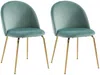 Vente-unique - MELBOURNE Stuhl SamtStoff Grün - B 55 cm x H 77 cm x L 50 cm Bild 5