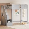Flieks Hochbett Kinderbett 90x200 cm mit Stauraumtreppe (Links und Rechts Austauschbar) Bild 2