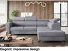 MEBLINI Schlafcouch mit Bettkasten - DORIAN - 263x232x89cm Rechts - Grau Samt - Ecksofa mit Schlaffunktion - Sofa mit Relaxfunktion und Kopfstützen - Couch L-Form - Eckcouch - Wohnlandschaft Bild 3