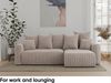 MEBLINI Schlafcouch mit Bettkasten - 238 x 142 x 73 cm - Beige Cordstoff - DAVE - Kleines Ecksofa mit Schlaffunktion - Sofa mit Relaxfunktion und Kissen - Kleine Couch L-Form - Eckcouch Bild 3