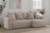 MEBLINI Schlafcouch mit Bettkasten - 238 x 142 x 73 cm - Beige Cordstoff - DAVE - Kleines Ecksofa mit Schlaffunktion - Sofa mit Relaxfunktion und Kissen - Kleine Couch L-Form - Eckcouch Bild 2