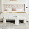 YakoHome Bank Elfenbein 160 x 51 x 45 cm – Gepolsterte Chenille-Bank mit Holzrahmen, modernes Design, einfache Montage Bild 3