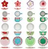 Flori Flower 16tlg Frühstücksset Steingut Teller Becher Schale Ablage Blumen Bild 5