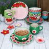 Flori Flower 16tlg Frühstücksset Steingut Teller Becher Schale Ablage Blumen Bild 3