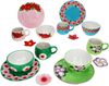Flori Flower 16tlg Frühstücksset Steingut Teller Becher Schale Ablage Blumen Bild 2