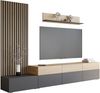 Wohnwand Narezi II (Farbe: Graphit / Eiche Cremona) Bild 2