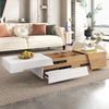 Ausziehbarer Couchtisch mit Schubladen, weiß/holzoptik, 120x50x37,5 cm Bild 4