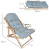 HOMCOM Relaxsessel mit Leinenoptik (Ruhesessel, 1-St, Klappbar Polstersessel), für Wohnzimmer, Buchenholz, 71 x 89 x 96 cm Hellgrau Bild 3