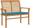 vidaXL Gartenbank mit Blauer Auflage 112 cm Massivholz Teak 3062653 Bild 1
