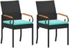 vidaXL Gartenstühle 2 pcs Schwarz und Türkis Poly-Rattan und Akazie 42025884 Bild 2