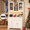 Flieks Küchenbuffet mit Steckdose, LED-Beleuchtung, Weinregal, Glastüren und Türablagen (1-St, 105x40x180 cm) Hochschrank Küchenschrank Geschirrschrank mit verstellbare Ablagen Bild 1