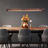 LED Pendelleuchte, Metall, Schwarz-matt, Holz-Dunkelbraun, L 90 cm Bild 5