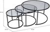 Dmora Set mit 3 Couchtischen Rowan, Niedriger Wohnzimmertisch, Kaffeeregal, Couchtisch für Sofa, 80x80 h43 cm, Schwarz und Grau Bild 3