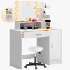 CASARIA® Schminktisch Jocelyn mit Hocker Spiegel LED Beleuchtung 90x40cm Weiß Bild 2