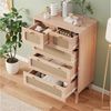 FUROKOY Sideboard Kommode Küchenschrank, Holzbeine (Buffetschrank Highboard mit 5 Rattan Geflechte Schubladen), für Schlafzimmer, Wohnzimmer, Flur, 60 x 34 x 91 cm Bild 2