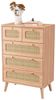 FUROKOY Sideboard Kommode Küchenschrank, Holzbeine (Buffetschrank Highboard mit 5 Rattan Geflechte Schubladen), für Schlafzimmer, Wohnzimmer, Flur, 60 x 34 x 91 cm Bild 4