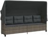 vidaXL Sonnenliege mit Dach und Kissen Grau Poly Rattan 368337 Bild 2