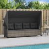 vidaXL Sonnenliege mit Dach und Kissen Grau Poly Rattan 368337 Bild 3