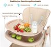 oyajia Kinderstuhl 3in1 Babywippe für Kinder, höhenverstellbar klappbar (Babystuhl mit Tablett und 5-Punkt-Gurt, Fußstütze, Einfach zu Reinigen), Baby Wippe, ab 6 Monaten bis 3 Jahren Bild 3
