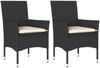 vidaXL Gartenstühle mit Kissen 2 Stk. Schwarz Poly Rattan 368108 Bild 2