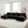 Modulares U-förmiges Sofa 4-Sitzer, weiches Cloud-Design beweglicher Hocker abnehmbare Rüschenschürze Trichter-Armlehnen, Chenille, Schwarz, Bild 5