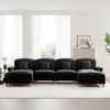 Modulares U-förmiges Sofa 4-Sitzer, weiches Cloud-Design beweglicher Hocker abnehmbare Rüschenschürze Trichter-Armlehnen, Chenille, Schwarz, Bild 4