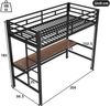 Hochbett 90x200 cm aus Metall und MDF mit Geländer, Trittleiter, Lerntisch, USB- und Typ-C-Anschluss, ohne Matratze Bild 5