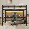 Hochbett 90x200 cm aus Metall und MDF mit Geländer, Trittleiter, Lerntisch, USB- und Typ-C-Anschluss, ohne Matratze Bild 2