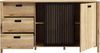 Forte JYTANA Sideboard 170 180, skandinavisches Sideboard mit 3 Schubladen und 2 Schranktüren, Holzwerkstoff, Mauvella Eich Holzdekor / Schwarz, 174,8 cm breit x 91,5 cm hoch x 40,2 cm tief Bild 4