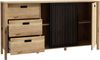 Forte JYTANA Sideboard 170 180, skandinavisches Sideboard mit 3 Schubladen und 2 Schranktüren, Holzwerkstoff, Mauvella Eich Holzdekor / Schwarz, 174,8 cm breit x 91,5 cm hoch x 40,2 cm tief Bild 5
