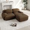 Ecksofa, modular kombinierbar gebogene Armlehnen ohne Montage hochelastische Schaumstoffpolsterung, Cordstoff, Braun, 82 Zoll Bild 2