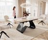 Esstisch Edge 180-220x100 Keramik Minas Melange Weiß-Beige W-Gestell Schwarz ausziehbar Bild 1