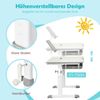 Design In Kinderschreibtisch-Set, höhenverstellbar, mit neigbarer Tischplatte & Bücherständer, Metall/Holz Grau, 73 x 80 x 51,5 cm Bild 2