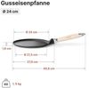 BIG-PAN Crêpepfanne Premium Pfannkuchenpfanne Gusseisen 24 cm Induktion abnehmbarer Griff, Gusseisen (Crêpes Pfanne Gußeisenpfanne Eisenpfanne, Cast Iron Pan), Induktion Holzgriff backofenfest UNBESCHICHTET Bild 2