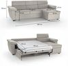 Dmora Schlafsofa mit Halbinsel Tolle, Verwandelbares Ecksofa für das Wohnzimmer, gepolstert, abnehmbar, 100 % Made in Italy, 285x160 h100 cm, Beige Bild 3
