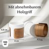 MiaMio Espressotasse ohne Henkel mit Holzmanschette, 100 ml, Weiß, 4-tlg, Keramik Bild 4