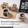 MiaMio Espressotasse ohne Henkel mit Holzmanschette, 100 ml, Weiß, 4-tlg, Keramik Bild 2
